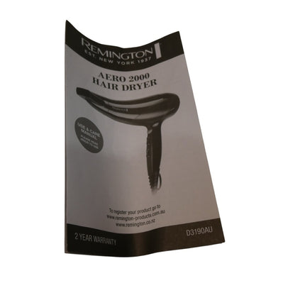 Remington D3190AU Aero 2000 Hair Dryer - Black