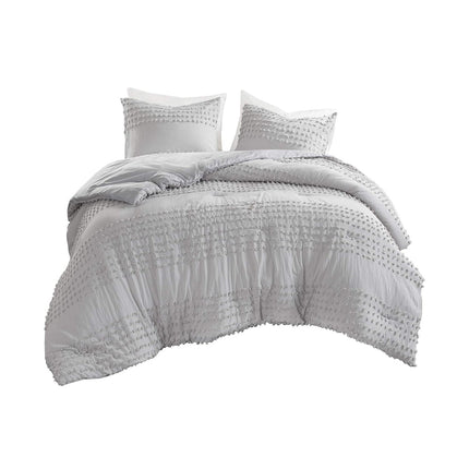 Comfort Spaces 100% Comforter Set Cotton Jacquard Pom Tufts Design Hypoallergeni