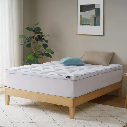 Zinus Bamboo Mattress Topper Double Size - Quilted Pillowtop Fitted Mattress Cov