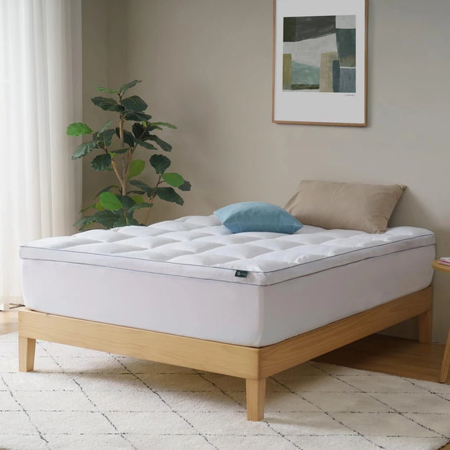 Zinus Bamboo Mattress Topper Double Size - Quilted Pillowtop Fitted Mattress Cov