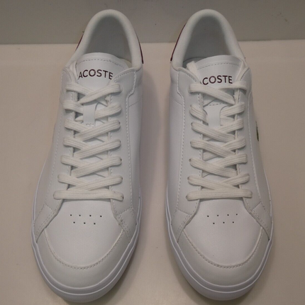 Lacoste Men's Powercourt 223 1 AU SMA Sneaker, White/Burgundy, 10 US