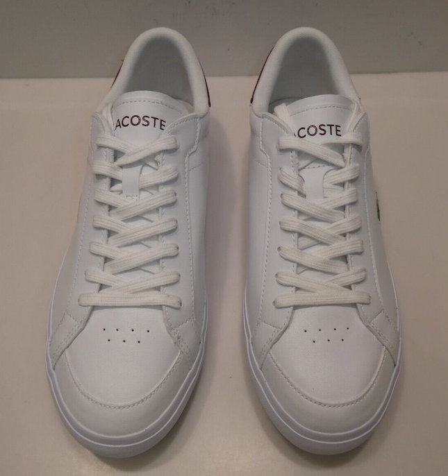 Lacoste Men's Powercourt 223 1 AU SMA Sneaker, White/Burgundy, 10 US