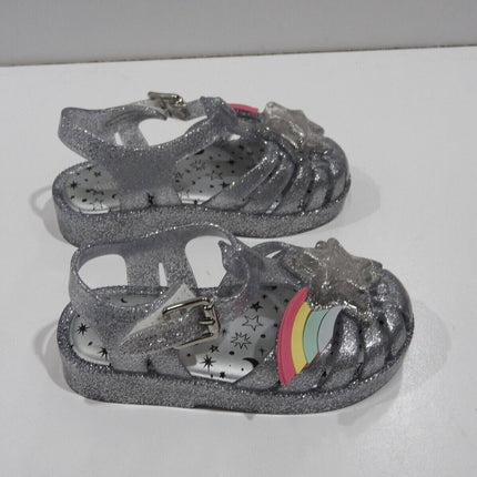 Mini Melissa Possession II Silver Glitter Sandal, Size - 7