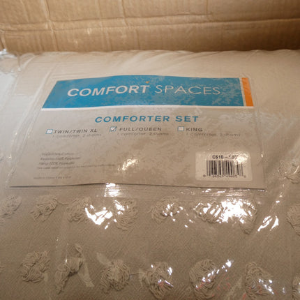 Comfort Spaces 100% Comforter Set Cotton Jacquard Pom Tufts Design Hypoallergeni