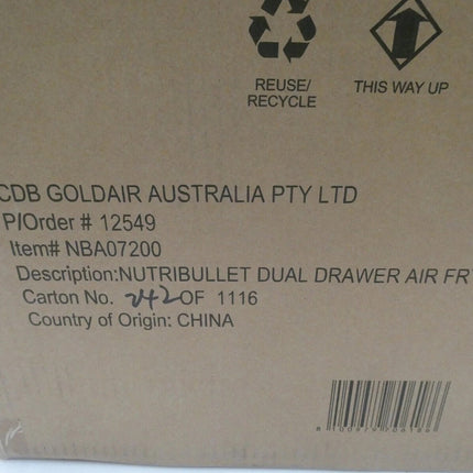 Nutribullet Twin Drawer Air Fryer NBA07200