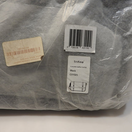 Trifine Unisex Concrete Leather Satchel, Black, One Size