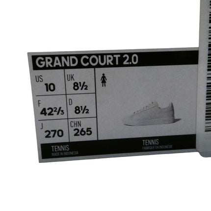 adidas Sportswear Grand Court 2.0 Cloudfoam Women's Lifestyle Shoes, White US 10