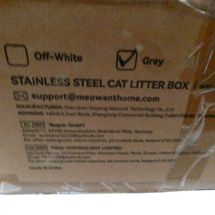 Meowant Stainless Steel Cat Litter Box with Lid, Extra Large Litter Box for Big