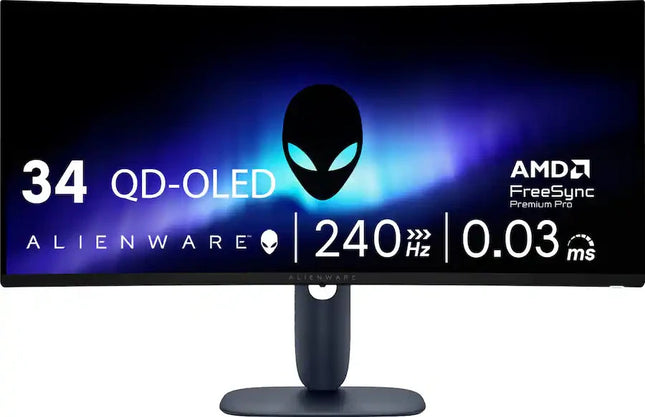 Alienware - AW3425DW 34" TFT QD-OLED Curved WQHD 240Hz 0.03ms FreeSync Gaming Mo