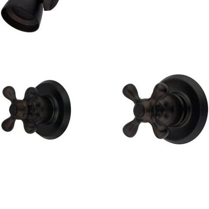 Kingston Brass KB245AX Twin Handle Tub and Shower Faucet with Decor Cross Handle