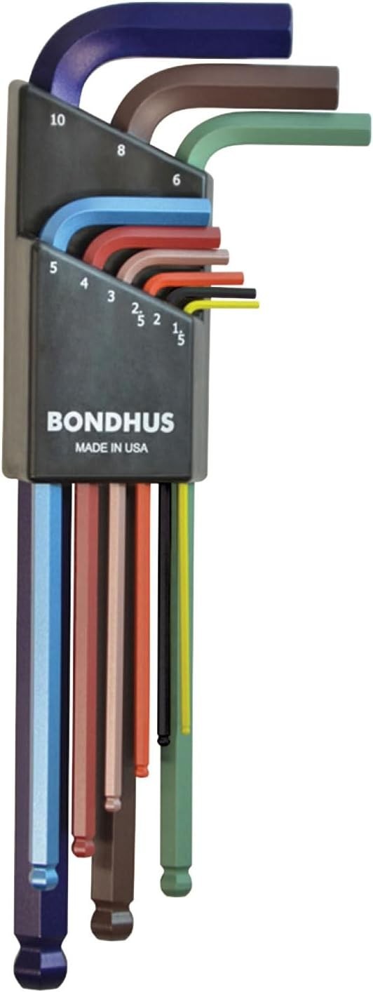 Bondhus 69499 Ball End L-Wrench Set with Colorguard Finish, 9 Piece Size Name...