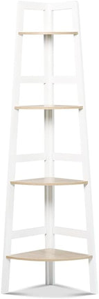 HelloFurniture 4 Tier Ladder Shelving Unit Display Stand Book Rack Corner Storag