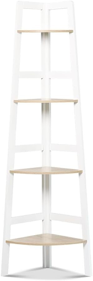 HelloFurniture 4 Tier Ladder Shelving Unit Display Stand Book Rack Corner Storag