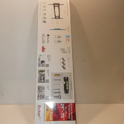 Barkan TV Wall Mount, 29-75 inch Fixed, Drywall No Stud No Drill Flat/Curved Scr