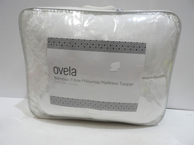 Ovela 1000GSM Bamboo Fibre Pillowtop Mattress Topper (Single)
