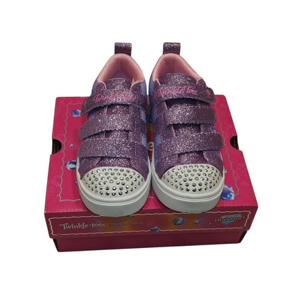 Skechers Girl's Twinkle Toes: Twinkle Sparks - Shining Hearts Sneaker, Purple/Mu