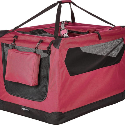 Amazon Basics Premium Folding Portable Soft Pet Crate - 53 x 38 x 38 cm - RED