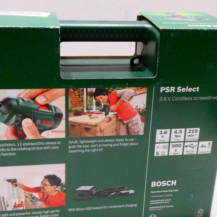 Bosch 3.6 V Cordless Electric Screwdriver Gun & Case PSR Select