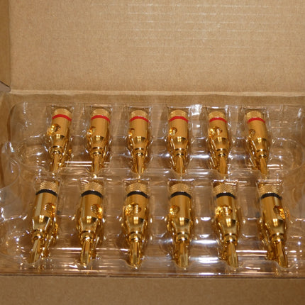 Amazon Basics 24k Gold Connector Banana Plugs, 24 Pack (12 Red, 12 Black)