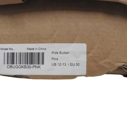 Outback Ugg Boots Kids Button - Premium Double Face Sheepskin Pink,Size US 12-13