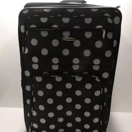 Rockland Vara Softside 3-Piece Upright Luggage Set, Black dot, 3-Piece Set