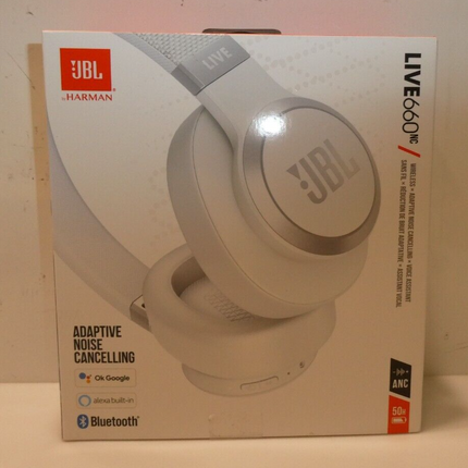 JBL Live 660NC Wireless Bluetooth Over-ear Noise-cancelling Headphones - White