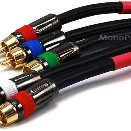 Monoprice 75-Feet 18AWG CL2 5-RCA RG-6 Component Video Coaxial Cable - Black