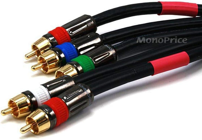 Monoprice 75-Feet 18AWG CL2 5-RCA RG-6 Component Video Coaxial Cable - Black