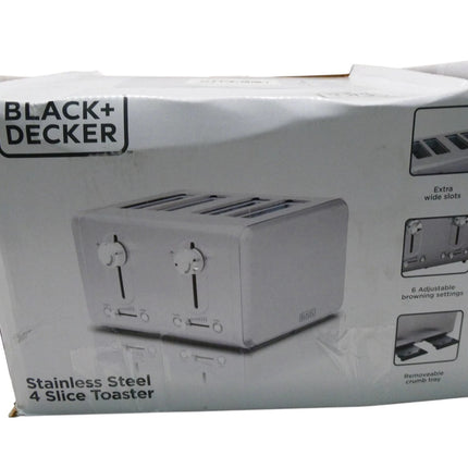 Black + Decker BD4250 Toaster 4 Slice, Stainless Steel