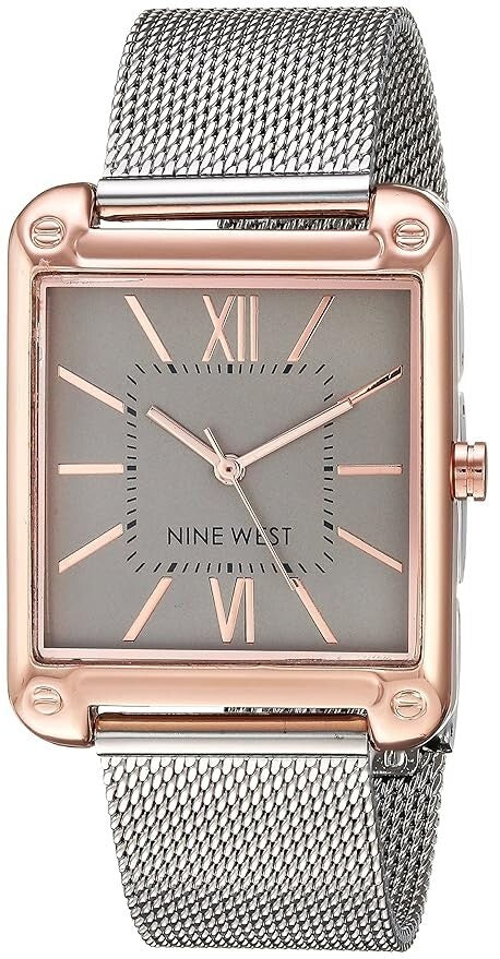 Nine West Women's Mesh Bracelet Watch, Silver/Rose Gold, NW/2091RGSB