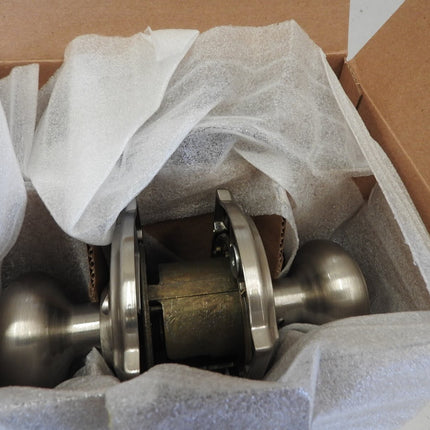 Schlage Residential F10 GEO 619 CAM Georgian Knob with Camelot Rose Passage Lock