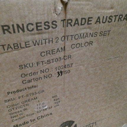 La Bella 3-Piece Coffee Table & Ottoman Set – Modern Industrial Living Room Furn