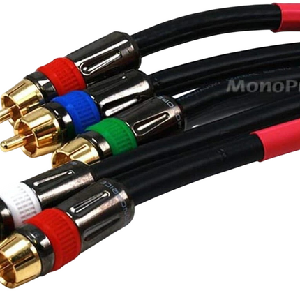 Monoprice 75-Feet 18AWG CL2 5-RCA RG-6 Component Video Coaxial Cable - Black