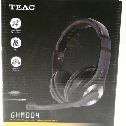 Teac GHM004 Wired Gaming Headset with Mic, Black/Silver