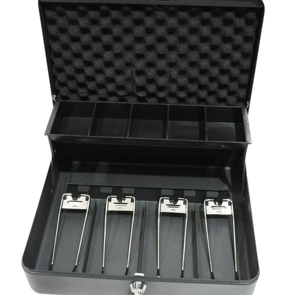 CB13054 Key Lock 12" Register Style Cash Box with 4 Bill Holder and 5 Section Tr