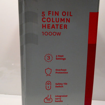 Goldair 1000W 5 Fin Oil Column Heater with 3 Heat Settings and Adjustable Thermo