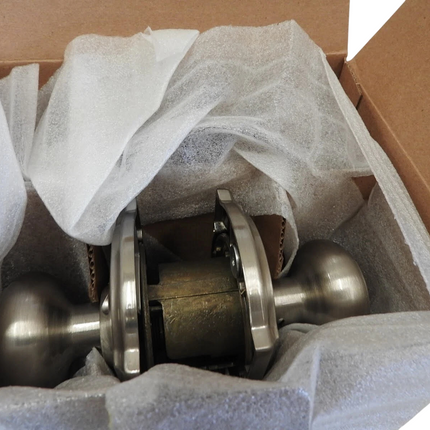 Schlage Residential F10 GEO 619 CAM Georgian Knob with Camelot Rose Passage Lock