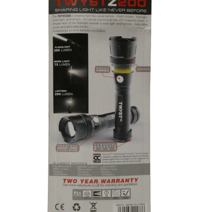 Iprotec TWYST Z 200 Lumens LED Light Flashlight Torch 89551