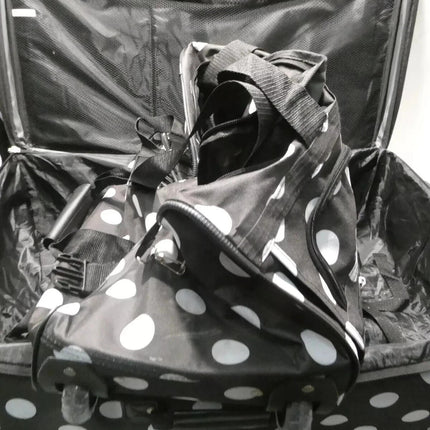 Rockland Vara Softside 3-Piece Upright Luggage Set, Black dot, 3-Piece Set