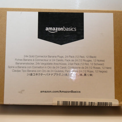 Amazon Basics 24k Gold Connector Banana Plugs, 24 Pack (12 Red, 12 Black)