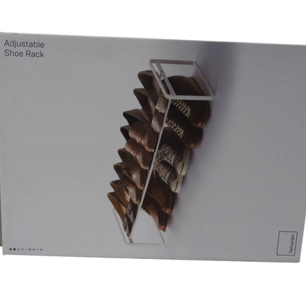 Yamazaki Home Adjustable Shoe Rack-Spacesaving Storage Solution, One Size, White