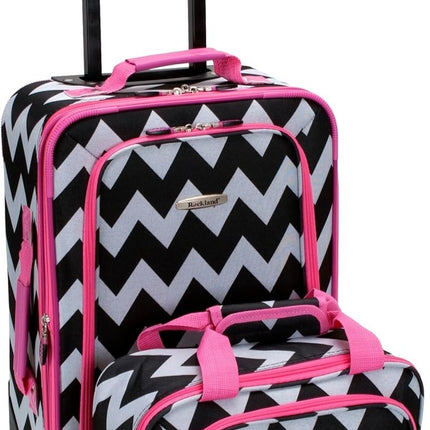 Rockland Fashion Softside Expandable Upright Luggage Set, Pink Chevron, 2-Piece