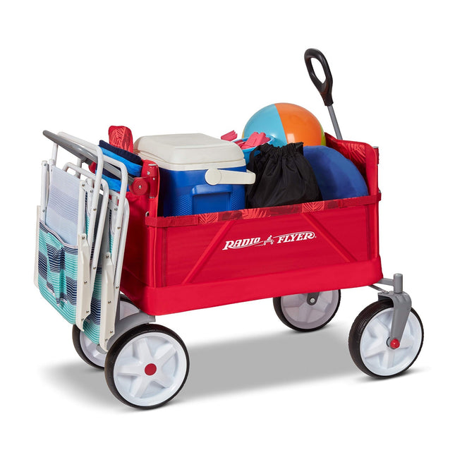 Radio Flyer Beach & Boardwalk Wagon, Folding Beach Cart, Ages 1.5+, Red Beach Wa