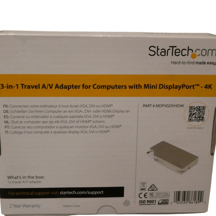 StarTech.com Aluminum Travel A/V Adapter: 3-in-1 Mini DisplayPort to VGA, DVI or