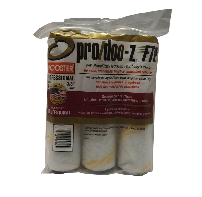 The Wooster Brush Company RR663-9 Pro Doo Z FTP Roller Cover 3/8-Inch Nap, 3-Pac