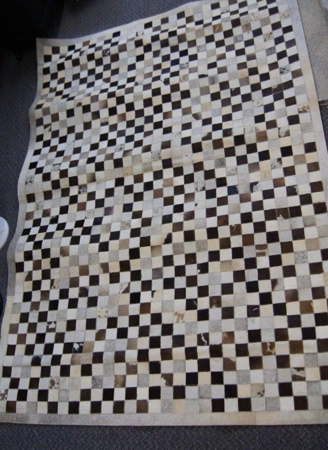 Studio Collection Hand Made / Hairon Leather Patch Rug 225cm x 155cm