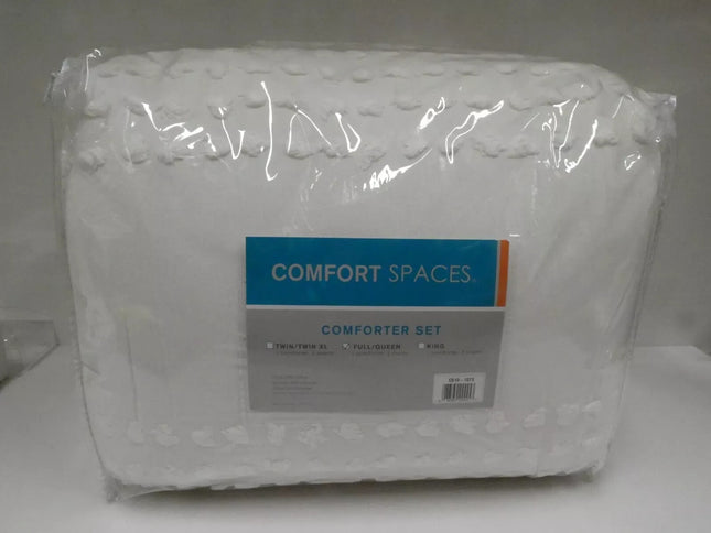 Comfort Spaces Cotton Comforter Set Jacquard Pom-Pom Tufts Design, Down Alternat