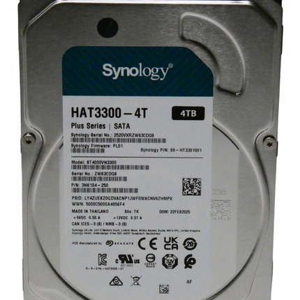 Synology HAT3300 4TB Plus Series SATA HDD 3.5" (HAT3300-4T)