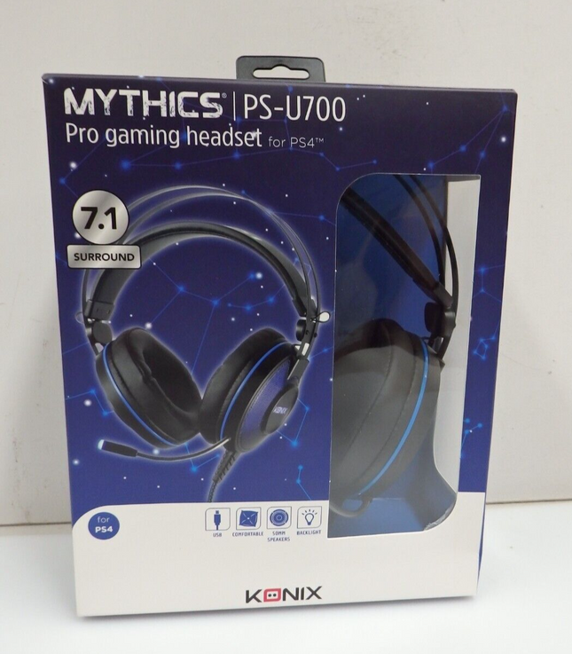 Konix PS-700 Gaming Over-ear headset Corded 7.1 Surround Black, Blue V