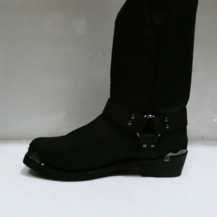 Dingo Mens Chopper Pull On Square Toe Motorcycle Casual Boots Mid Calf Black, 13